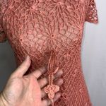 Sacred Threads NWT  Orange Crochet Overlay Short Flutter Sleeves Dainty Top Small Photo 4