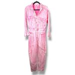 Free People Madrid Pink Double Cloth Guaze Button Down Onepiece Jumpsuit Small Photo 1