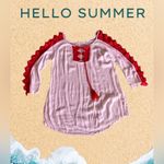 Solitaire  Swim Cover Up Dress Womens  White Crochet V Neck Pullover M White/red Photo 1