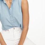 J.Crew Chambray Sleeveless Button Up Shirt Lovers Lane Wash Size Medium Photo 0