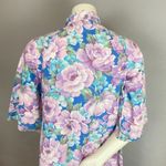 Vintage Handmade Housedress Floral Dress Purple Blue Zip Photo 9
