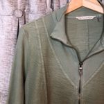 Soft Surroundings  Green Zip Up Crochet Back Panel Lightweight Jacket Size Medium Photo 3