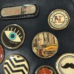 Nicole Lee Black Crossbody Bag with Gold Chain and Decorative Patches Photo 8