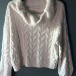 Moon & Madison M White Long Sleeve Cowl Cable Knit Crop Classic Cozy Chic Rib Size M Photo 0
