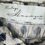 Vintage Havana Mini Skirt Womens M Cream Blue Smocked Tiered Fringe Cottagecore Size M Photo 3