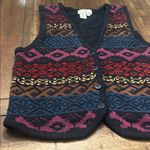 Vintage Silk Boutique Fair Isle Sweater Vest Small V Neck Button Front Red Photo 2