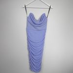 Michael Costello x Revolve India Periwinkle Blue Ruched Strapless Midi Dress Photo 4