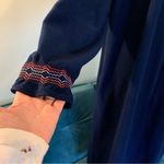 Vanity Fair Vtg  Velour 1/2 Zip Robe Nightgown Navy Blue Embroidered Trim XL Pjs Photo 2