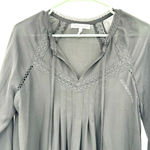 Heartloom  size medium black long sleeve blouse top shirt lace‎ detail tie neck Photo 3