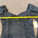 Pie In The Sky  Gray Pinstripe Long Sleeve Crop Top Photo 3