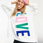 Love moschino  big love logo oversized jumper in white Photo 1