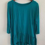 Loft Outlet Teal Ruffle Peplum Top Lightweight Vibrant XL Photo 0