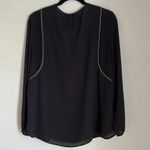 J.Crew black split neck tassel trim popover blouse Photo 6