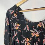 Free People Black Floral Fanta Open Back Long Sleeve Top S Photo 13