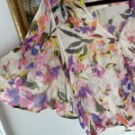 Lavender Brown Silk Floral Sheer Top Flutter Bell Sleeve Feminine Size XS Photo 2
