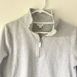 J.Crew Striped Terry Half-zip Pullover Sweatshirt Grey White Preppy Athleisure Photo 2