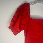 Madewell Smocked Puff Sleeve Midi Dress in Poplin in Cerise Size: S, NWT Photo 6