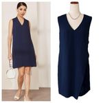 J.Crew  Sleeveless Side Panel Wrap Front With Side Zipper Navy Dress Photo 0