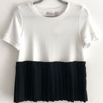 Halogen New Pleated Peplum Knit Top Short Sleeve Color Block Hem Petite Small Photo 4