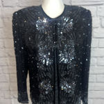 Brilliante By J.A. Women's 100% Silk Beaded Sequin Vintage Evening Jacket Small Black Photo 0