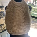 Nordstrom cream knit woven satchel bag with tortoise ring handles Photo 12