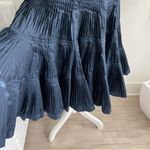 Oscar de la Renta Dark Blue Pleated silk Skirt Photo 4