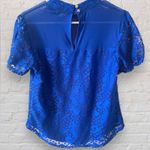 Lily White  Royal Blue Lace blouse Size Medium EUC Photo 2