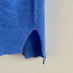 Eileen Fisher Blue Linen High-Low Short Sleeve Sweater Size Petite Medium Photo 4