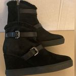 Aquatalia women black suede platform waterproof wedge Christy boots Size 8 Photo 0