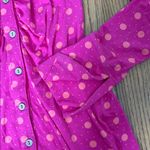 Free People  Shayla Mini Dress S Long Sleeve Pink Polka Dots Ruched Photo 5