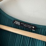 ZARA  Pleated Knotted Puff Sleeve Emerald Green Dress Photo 8