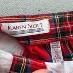 Karen Scott Vintage 90s Red Tartan Plaid Pleated High Waist Golf Mom Shorts 10 Photo 3