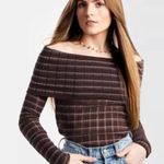 Free People brown snow bunny off the shoulder top M Photo 0