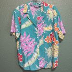 Vintage 80s Hawaiian Tropical Blouse Unisex Size M Photo 5