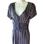 Hollister Navy Blue Striped Wide Leg Side Pockets Jumpsuit ~ Women's Size MEDIUM Photo 3