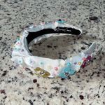 Brianna Cannon Satin/Silk Headband with Hand Sewn Beads Flowers Feminine New White Photo 3