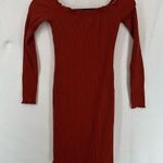 Riley & James  Long Sleeve Button Off The Shoulder Midi Dress Bodycon S Orange Photo 7