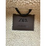 ZARA Women’s Small Moto Double Faced Black Faux Leather Shearling Aviator Jacket Photo 3