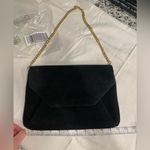 Ann Taylor New  Black Genuine Suede Leather Purse Gold Photo 3