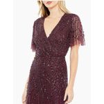 Mac Duggal   Embellished Tulle Wrap-Effect Column Gown Size 16‎ Plum Formal Photo 11