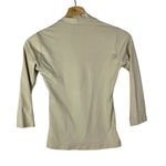 Vintage Beige Buckle Tie Neck 3/4 Long Sleeve Fitted Top S Tan Photo 1