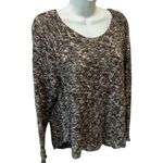 Eileen Fisher Tweed Linen Blend Sweater Scoop Neck Casual Brown~ Cream Fall Cozy Photo 0