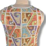 Peruvian Connection  Pima Cotton Knit Sweater Vest Geometric Artsy Oatmeal Vneck Photo 5