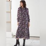 & Other Stories & OTHER STORIES Printed‎ Ruffle Bib Midi Dress size 0 EUC Photo 1