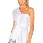 NWT Petersyn x Revolve Hadley One Shoulder Waist Sleeve Tie Detail Top in White Photo 0