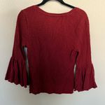 Anthropologie  Smocked Bell-Sleeve Top Shirt Blouse Wine Red Burgundy Medium Photo 6