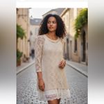 Altar'd State Cream Crochet Tunic Sweater/Mini Dress, size
M/L Photo 1