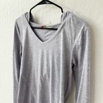 Zella Purple White Stripe Pullover Long Sleeve Hood Relaxed Oversize Small Photo 1