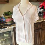 Stars Above Pink Striped Collared Pajama Top So Comfy Photo 2