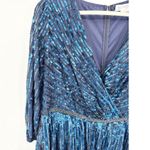 Mac Duggal  5509 Midnight Blue Sequined 3/4 Sleeve Gown Size 16 NWT Photo 5